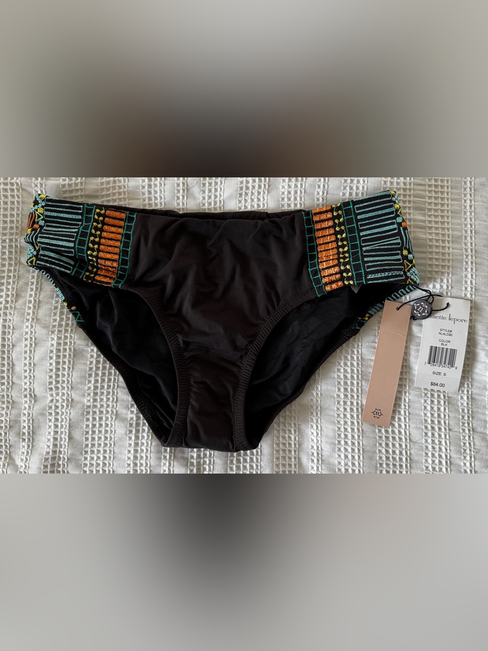 NWT NANETTE LEPORE Sz  S swimsuit bikini bottom only embroidered